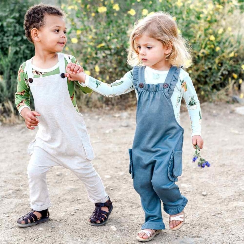 Milkbarn Rust Pinstripe Ruffle Overall - Picture 4 of 4